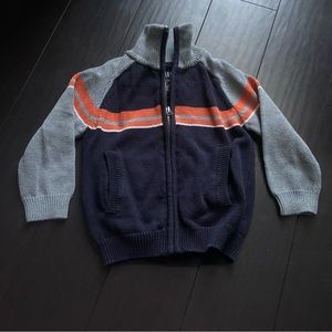 Skyhawk boys zip up navy & gray with orange stripes size 4 EUC